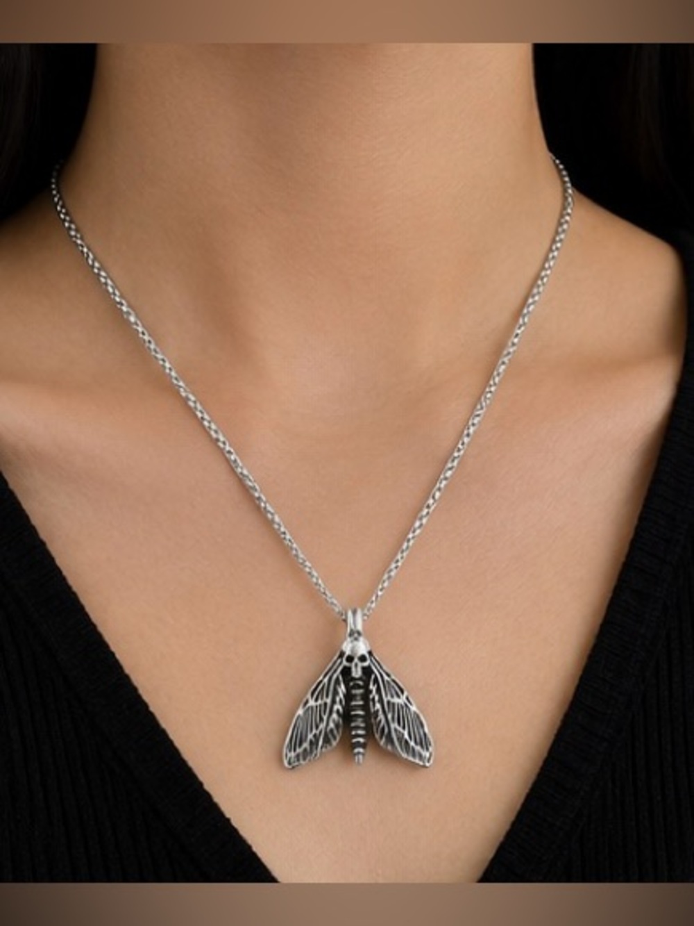 Death’s Head Moth Skull Necklace | Gothic Silver Pendant | Alternative Punk